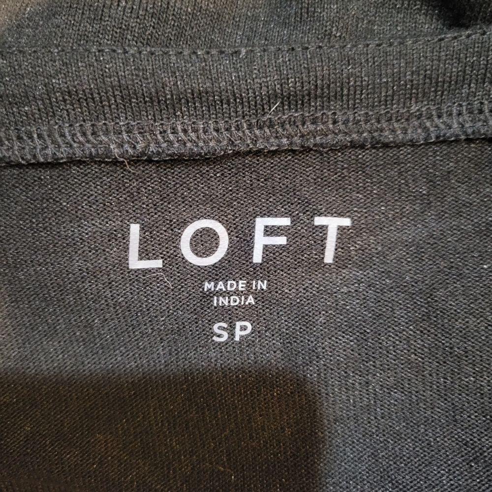 LOFT black Faux Wrap Long Sleeve V Neck Blouse Workwear Goth |sz SP - Picture 5 of 6